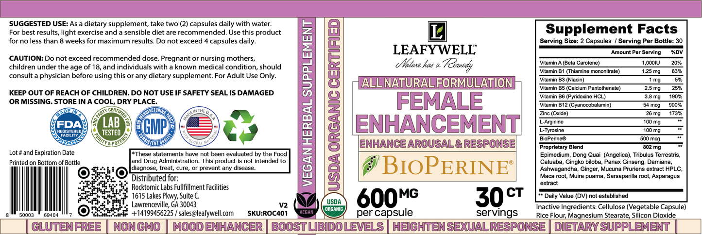 Female Enhancement – Enhance Arousal & Response BioPerine™ – 30 Capsules
