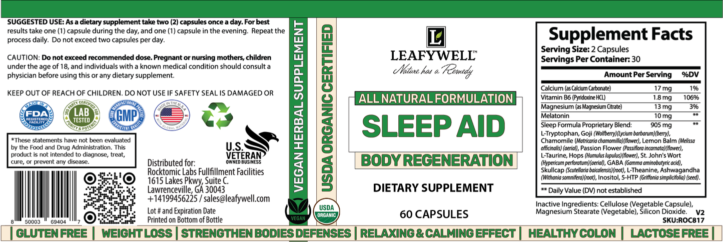 Sleep Aid – Body Regeneration – 60 Capsules