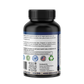 Black supplement bottle with label on a white background