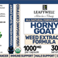 Leafwell Horny goat weed extract supplement label with nutritional information and branding details.