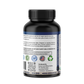Black supplement bottle with label on a white background