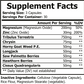 Supplement facts label with various ingredients and their amounts per serving.
