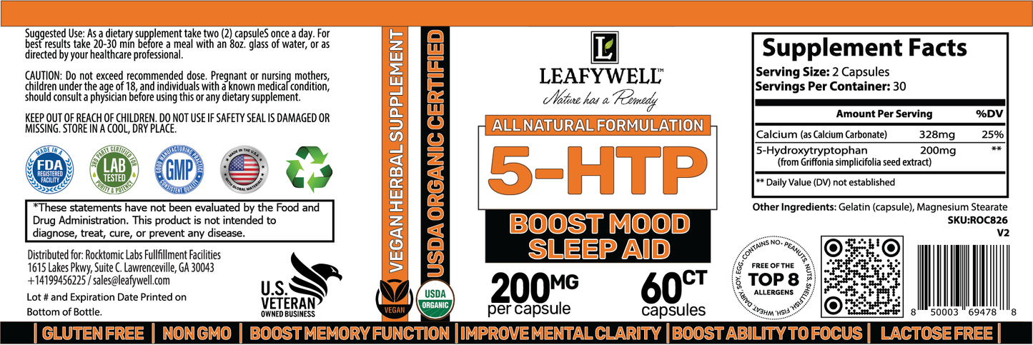 5‑HTP – Boost Mood & Sleep Aid – 60 Capsules